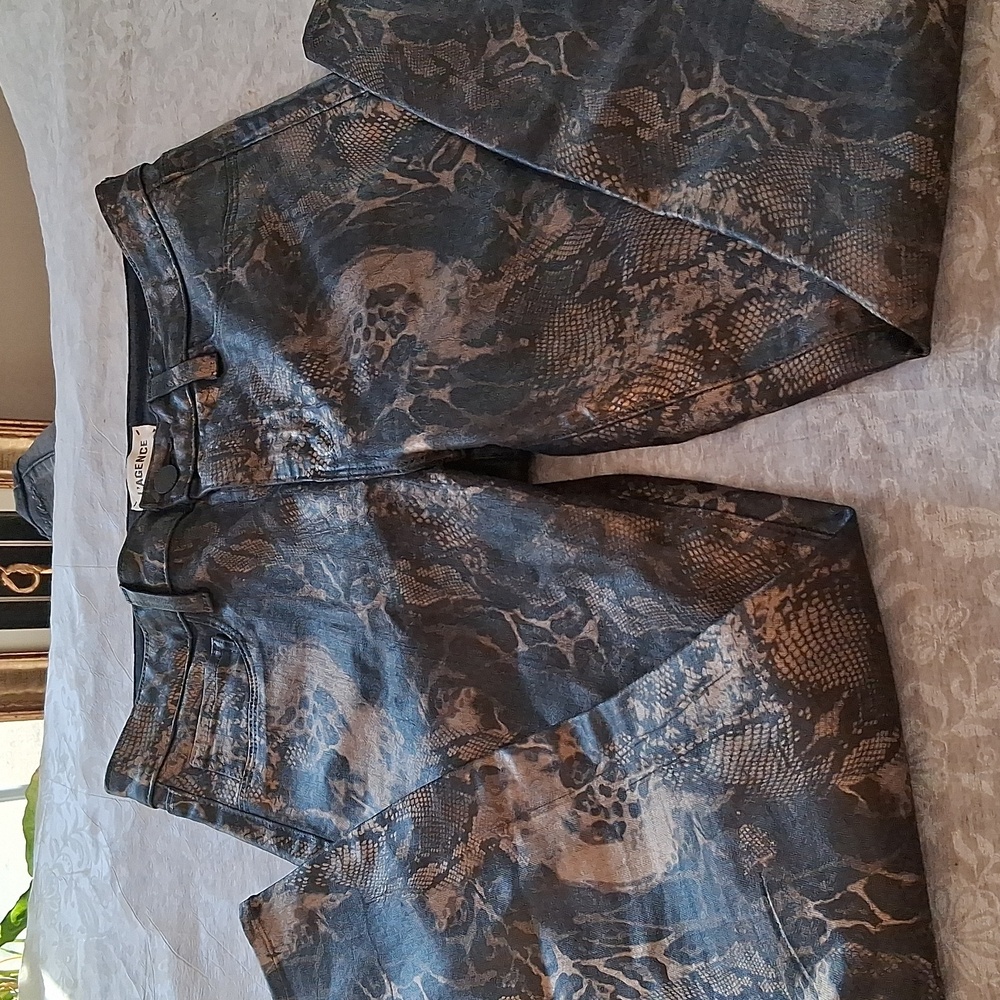 L’Agence Black Brown Coated  Skinny Ankle Jeans Size 28